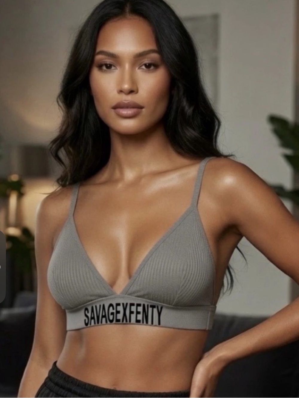 Savage x Fenty Neutral Ribbed Logo Band Strappy Bralette Streetwear Rihanna XL
